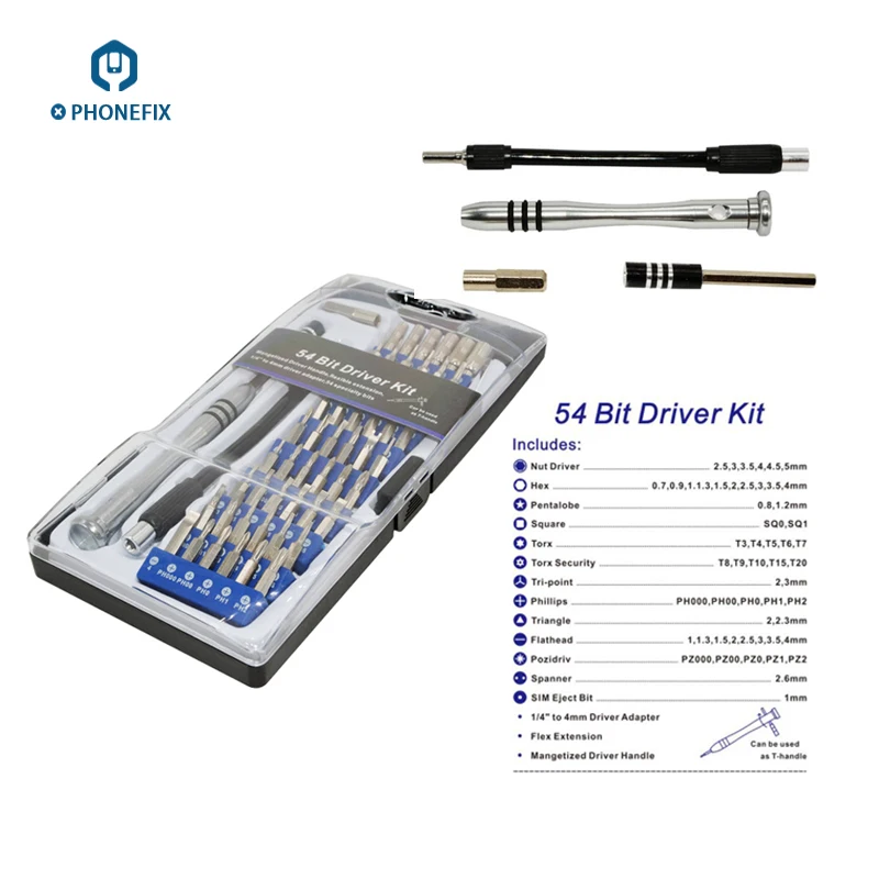 

PHONEFIX Multi-Purpose 54 In 1 Screwdrivers Kit Mobile Phone Opening Repair Tool For iPhone iPad Cellphone PC Repair