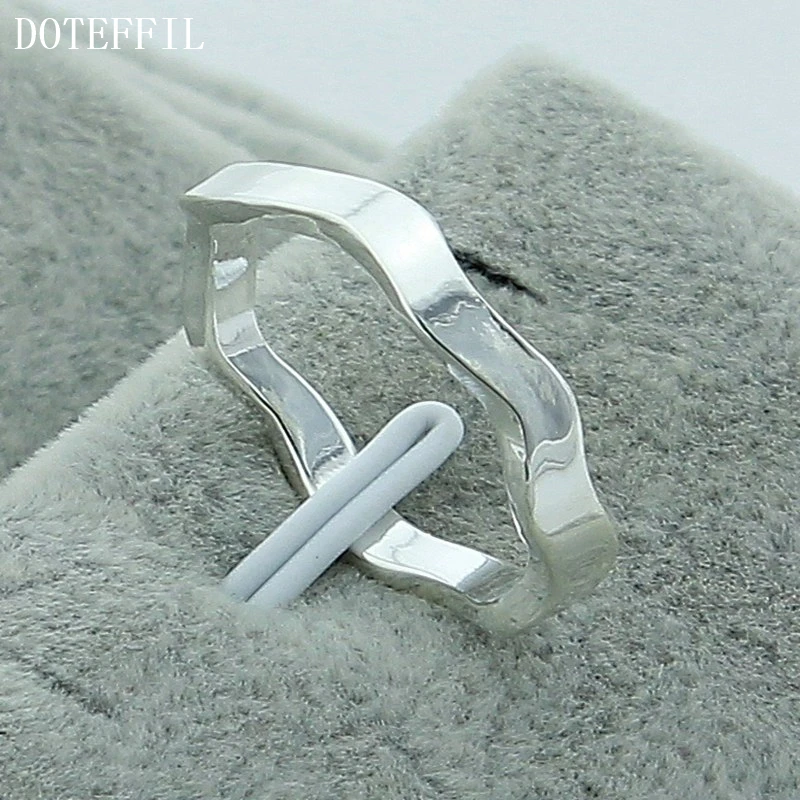 

925 Silver Color Fashion Costume Jewelry Wave Rings For Women European Slim Wave Knuckle Rings Turns Bend Ring
