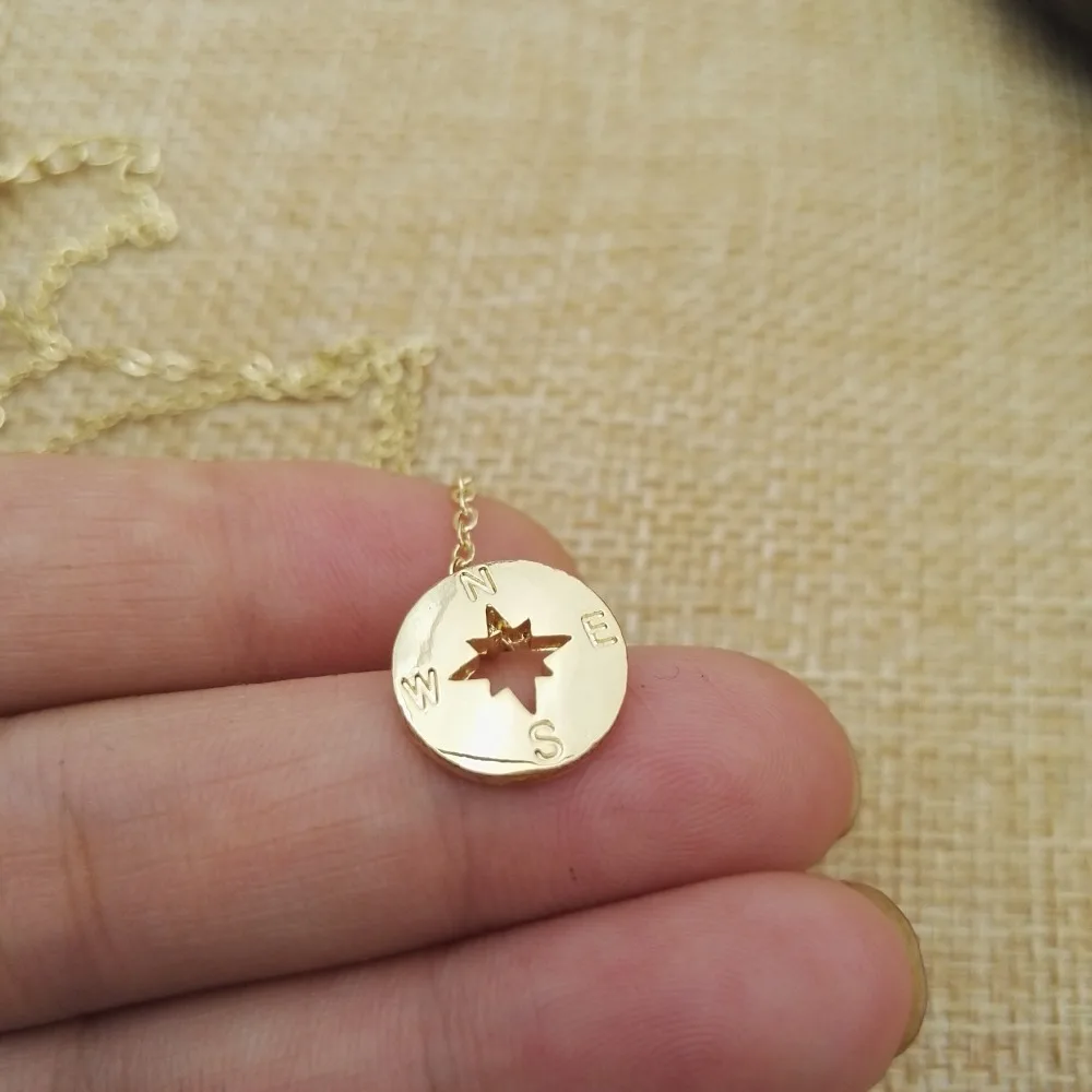 

simple round jewelry vintage best friend Nautical compass necklace christmas gift tiny necklace SanLan