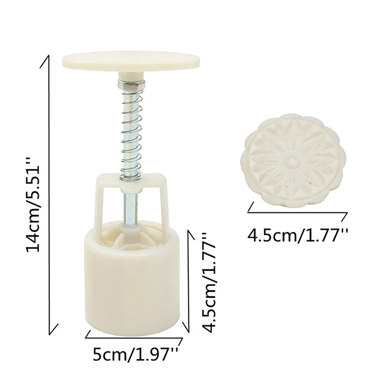 JX-LCLYL New 50g Round Flower Mooncake Mould 6 Stamps Moon Cake Decor Baking Tool