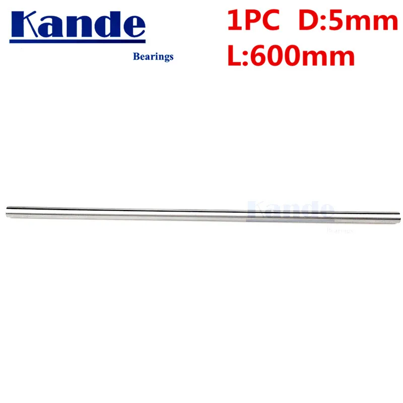 Kande Bearings 1pc d: 5mm 3D printer rod shaft 5mm linear shaft chrome plated rod CNC parts 600mm chrome hardened