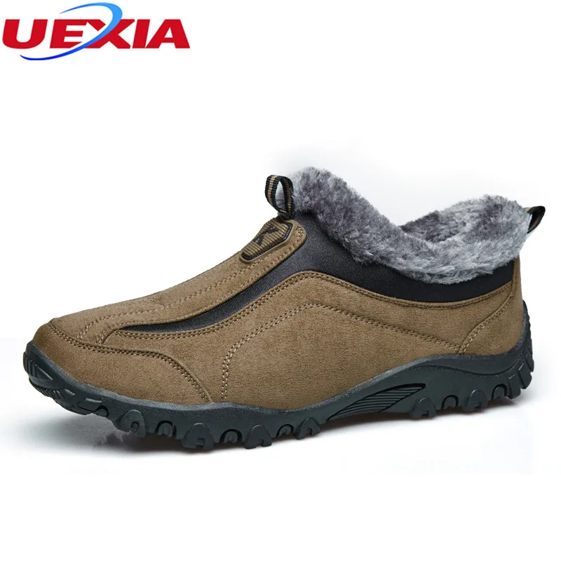 

UEXIA New Super Warm Winter Shoes Men Casual Shoes With Fur Keep Warm Plush Fur Snow Shoes Suede Outdoor Non-Slip zapatos hombre
