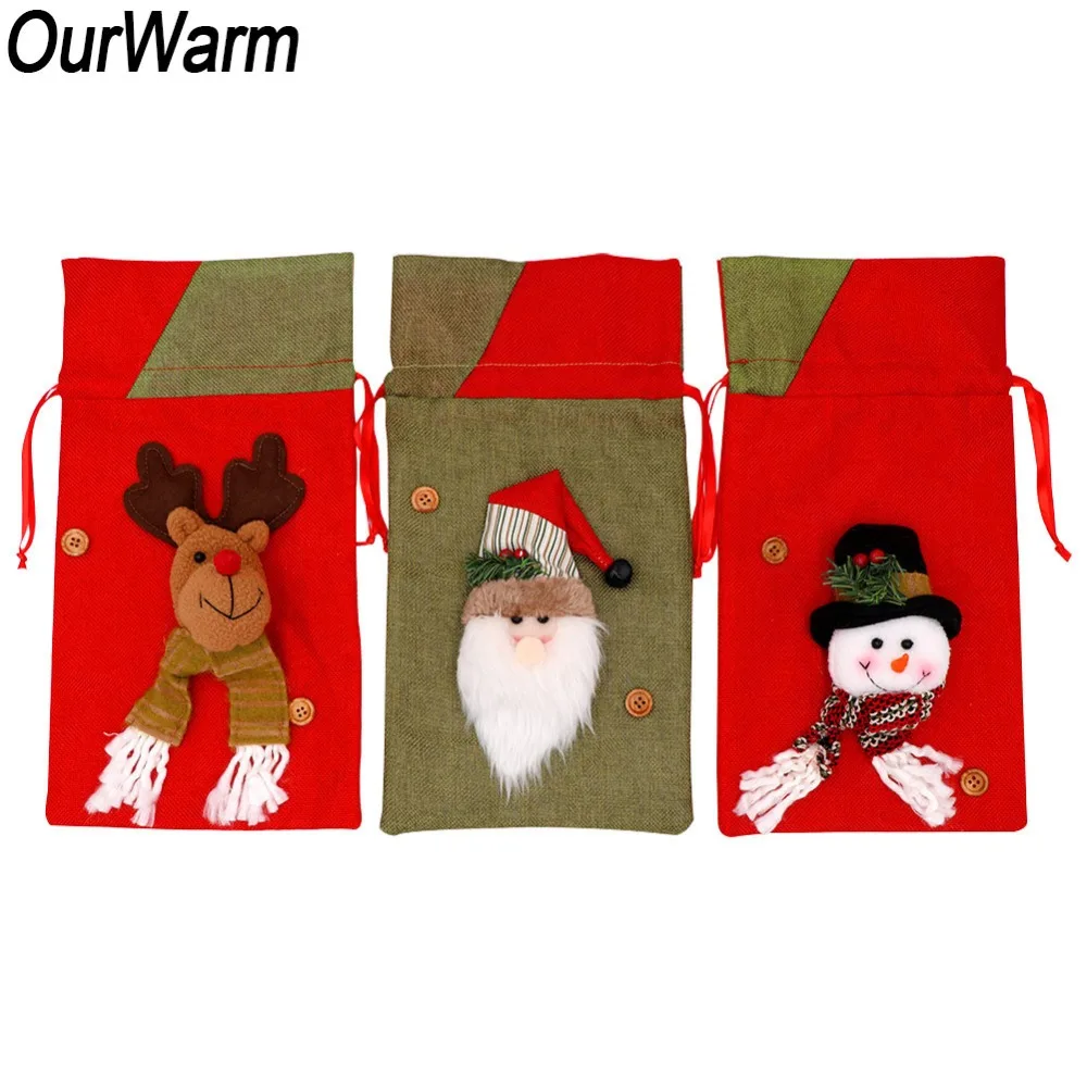 OurWarm 10 шт. 3D Polyerster подарок на Новый год сумки 20x38 см большой Рождественский мешок