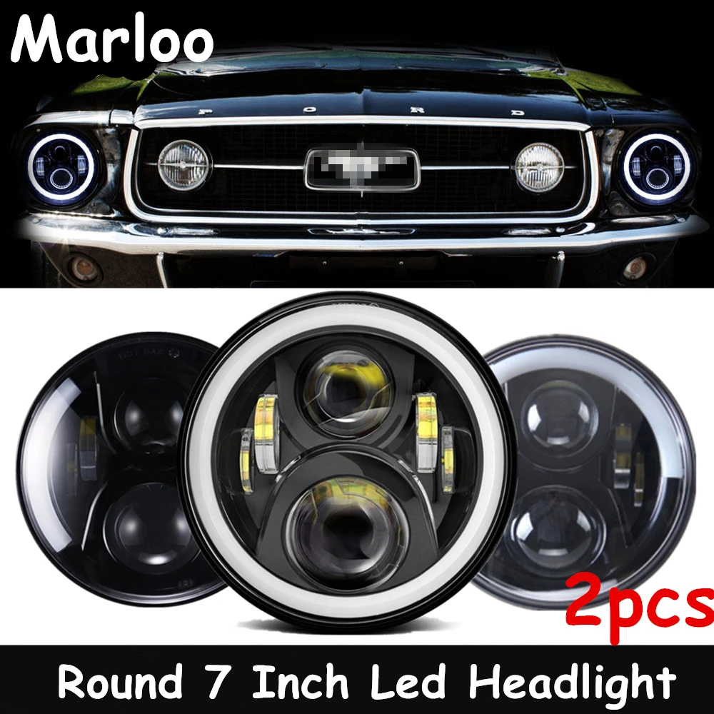 Точечный светодиодный Hi Low проектор 7 дюймов круглые фары для Ford Mustang 1965-1978 для Jeep Wrangler JK TJ 1997