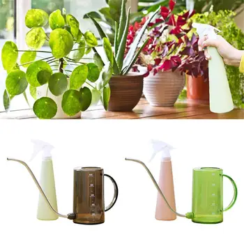 

Stainless Steel Long Mouth Watering Cans Household Plastic Pot Green Plant Potted Cans Gardening Tools Watering Kettle Set