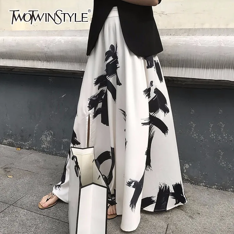 Женская юбка с разрезом TWOTWINSTYLE длинная эластичная большого размера высокой