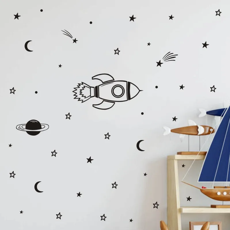 

Rocket Wall Sticker For Kids Room Boy DIY Home Decoration Children Bedroom Wall Decals Removable Paper