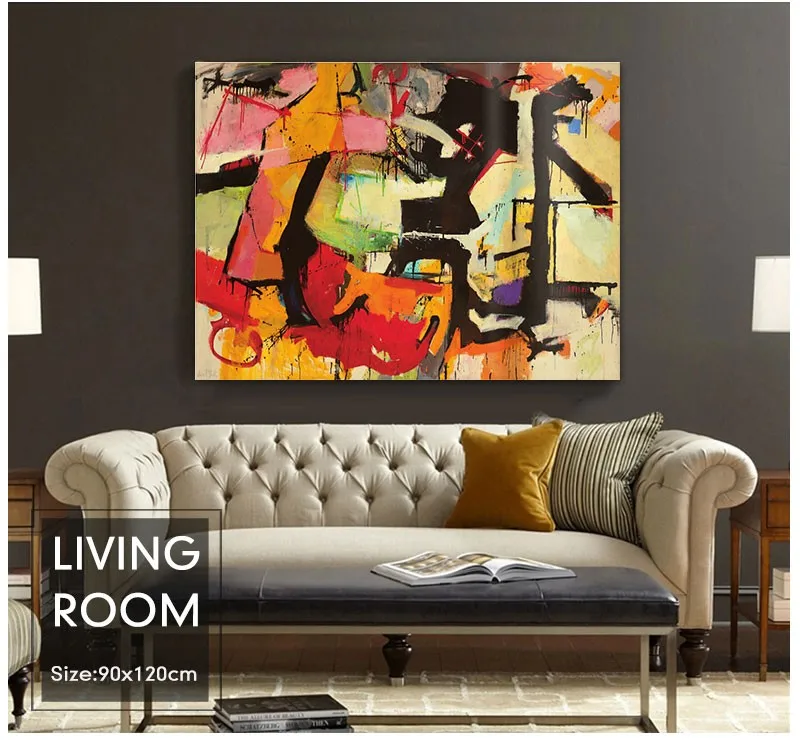 

Red yellow modern abstract large size hand painted oil painting quadros canvas art for living room tableau peinture sur toile