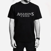 Assassins Creed Letter Men’s T-shirt Boys Cotton White Tshirt Novel Swag Tee Male Anime Comics Clothes T-shirts Assassin Creeds