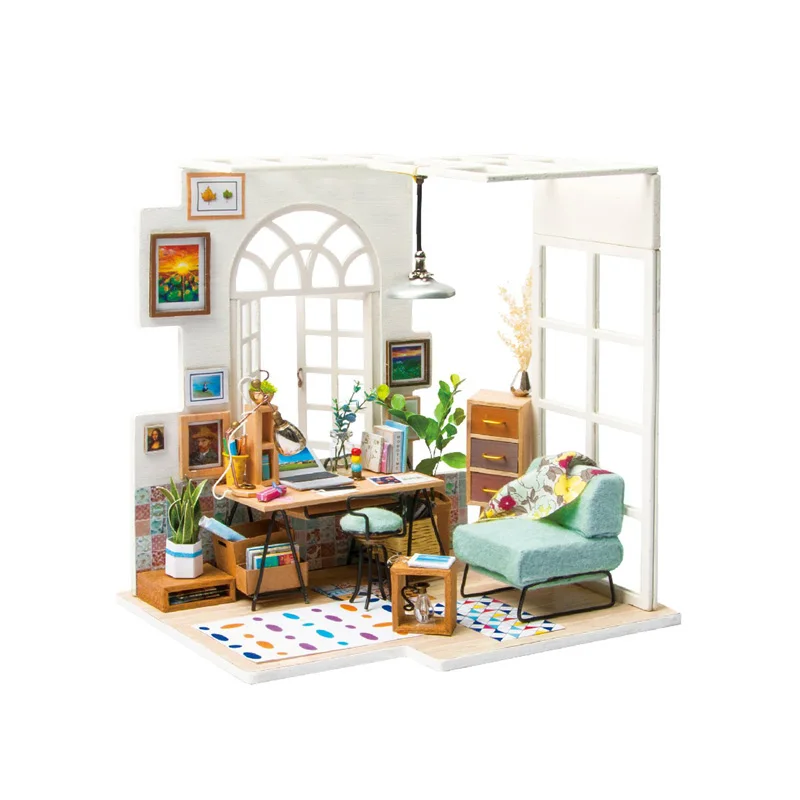 

New DIY Soho Time Dollhouse And Furnitures Adult Miniature Wooden Doll House Model Building Kits Children Boy Girl Toy Gift