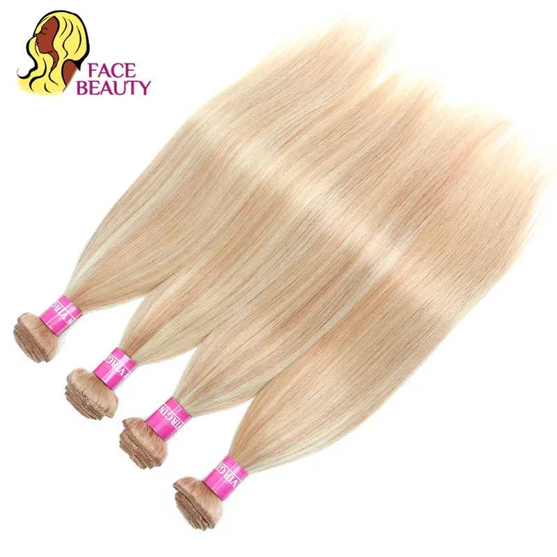 

Facebeauty Malaysian Straight Human Hair Weave 1/3/4 Bundles 2 Tone P27/613 Highlight Blonde Piano Color Remy Hair Can Be Dyed