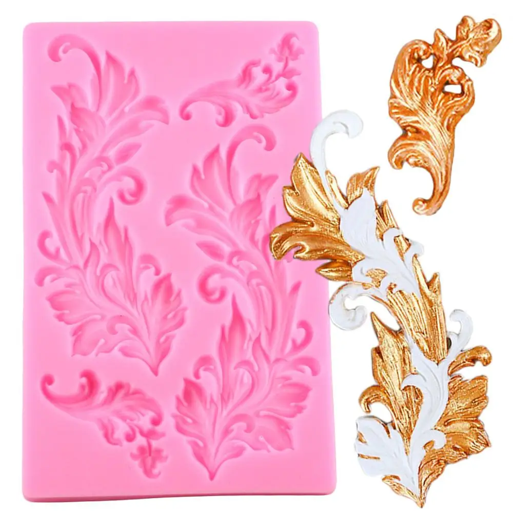 

European DIY Baroque Scroll Relief Cake Border Silicone Mold Frame Fondant Cake Decorating Tools Candy Chocolate Gumpaste Mould
