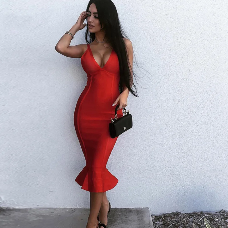 Koop Seamyla 2018 Nieuwe Bandage Jurk Vrouwen Party Night Club Jurken Sexy Spaghetti Vestidos Bodycon Celebrity Mermaid Jurken
