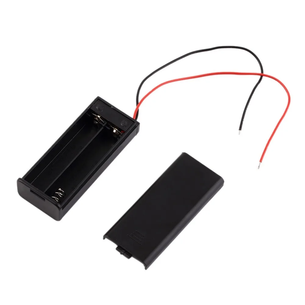 

New 2 * AAA Battery Storage Case Box Holder for 2pcs AAA Batteries with ON/OFF Switch & Wire Leads Black Wholesale Digital Hot