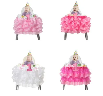 

Baby Shower Favors 1st Birthday Party Decoration Supplies White Pink Tulle Table Skirt Customize Handmade Tulle Tutu Table Skirt
