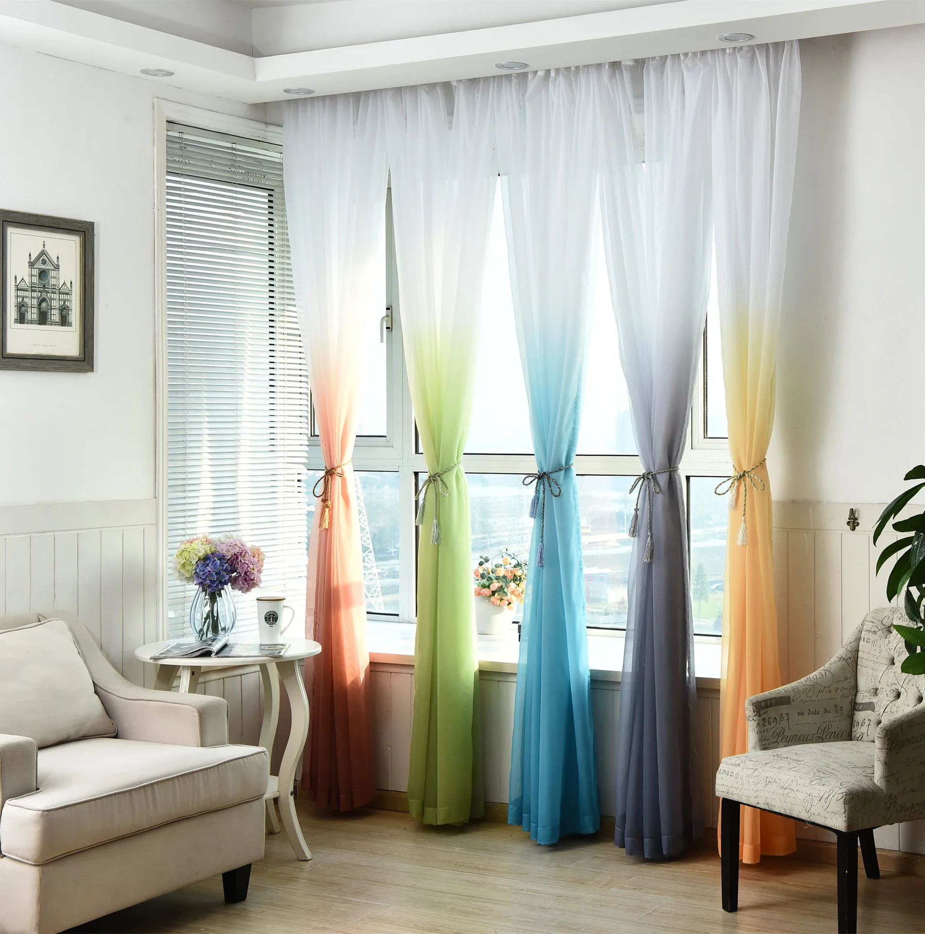 Curtain Tulle for Living Room Bedroom Window High Punchinge Yarn Lotus Design Q 