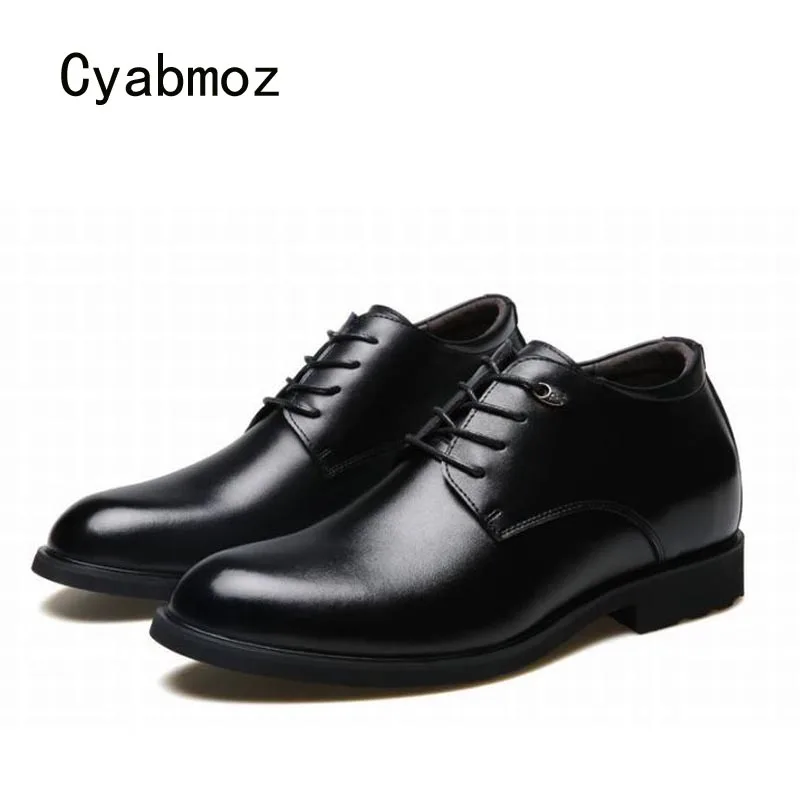 Cyabmoz/мужские черные модельные туфли увеличивающие рост 6 см из спилка модные