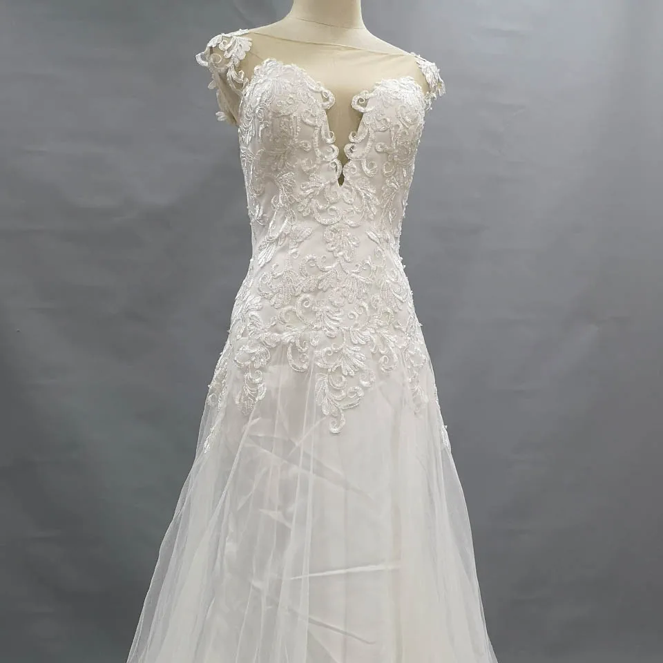 Greenspine New Mariage Wedding Dress A Line 2019 Vintage Lace Button