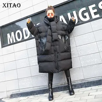 

[XTAO] Korea Fashion New Arrival Women 2018 Autumn Turtleneck Full Sleeve Pocket Patchwork Casual Knitted Parka LJT4621