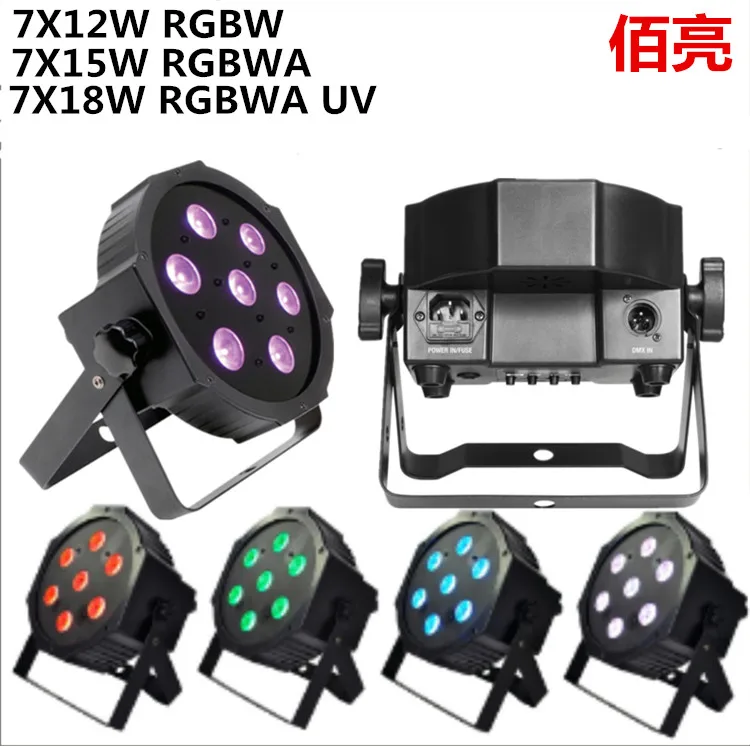Плоский светодиодный светильник 6 в 1 CREE RGBWA UV 7x18 Вт 6/10 каналов|dj luz|dmx djled flat slimpar |