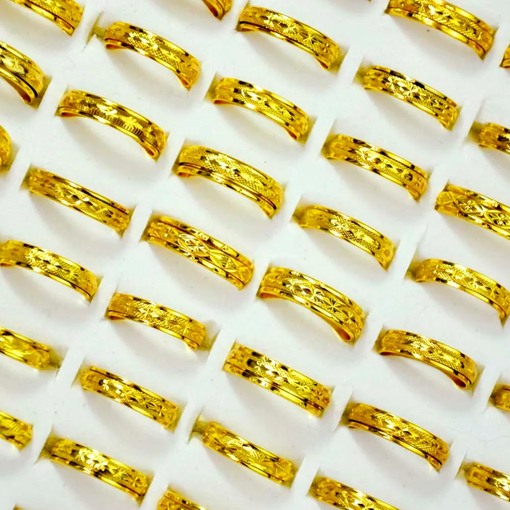 

50 Pcs Mixed Style Vintage Golden Colors Alloy Women's Ring feminine Jewelry Wholesale Rings Bulks Lots LR4070