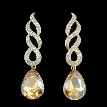 6 Colores de Lujo Pendientes de Gota de Cristal de Oro Pendientes Grandes Pendientes Largos de Novia de La Boda para Las Mujeres de Joyería de Moda Bijoux ersg84