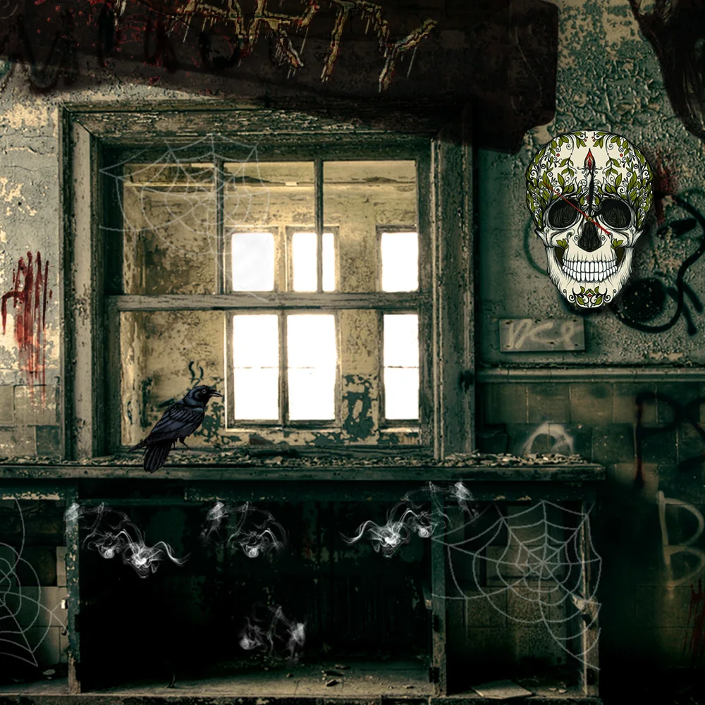 Настенные часы День мертвых сахаров Череп Dia de los muertos скелетоны не тикающие для