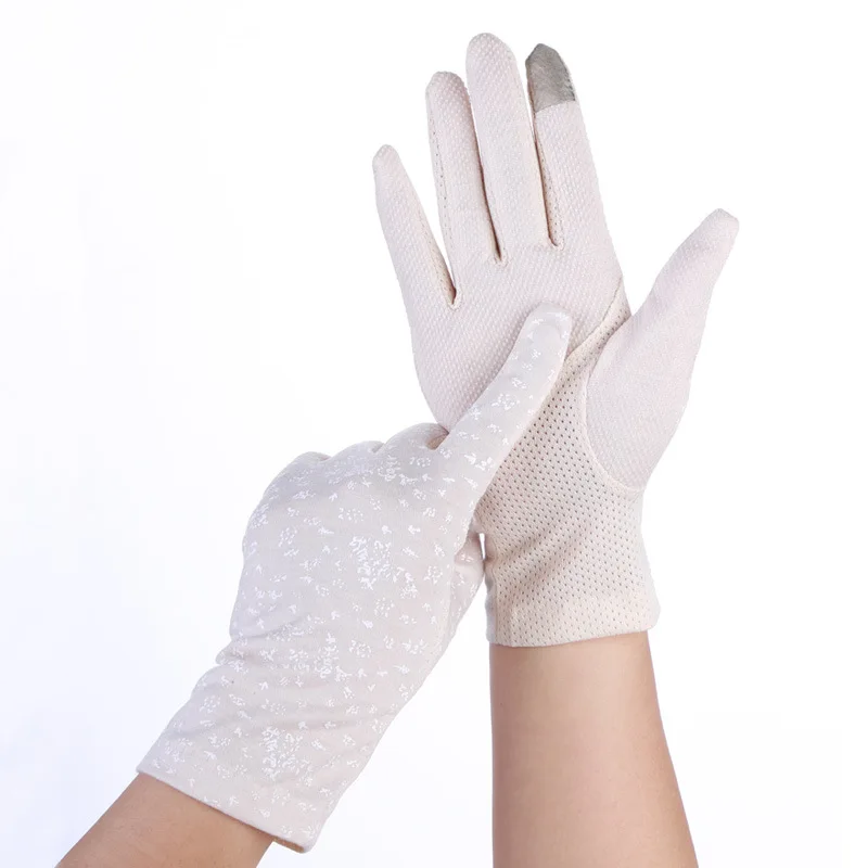 Солнцезащитный крем для женщин стрейч-перчатки на лето и весну леди Сенсорный экран Anti Uv Нескользящие водительские перчатки дышащая Guantes