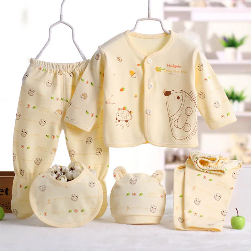 

5PCS/set Newborn Baby Boy Girl Clothing Set 0-3 Months 100% Cotton Cartoon Animal Underwear New Born Babies Clothes Homewear