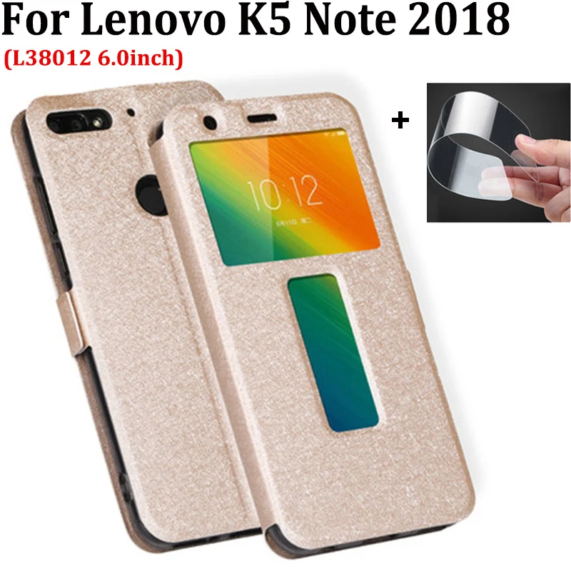 Чехол для Lenovo K5 Note 2018 Кожаные чехлы с открытым окном откидной K5Note L38012 задняя