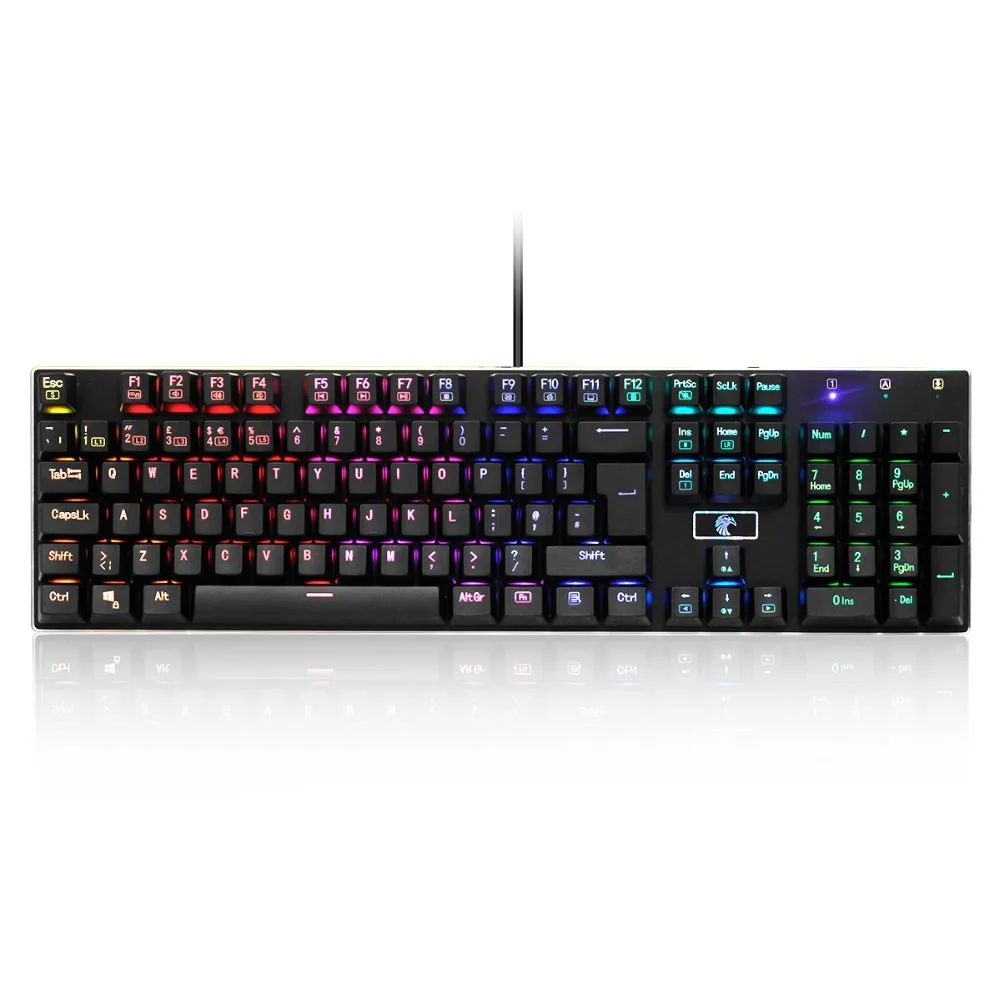 Z-88 LED RGB Backlighting Blue Switches Tactile Mechanical Keyboard For Gaming Typing 105 keys UK Layout
