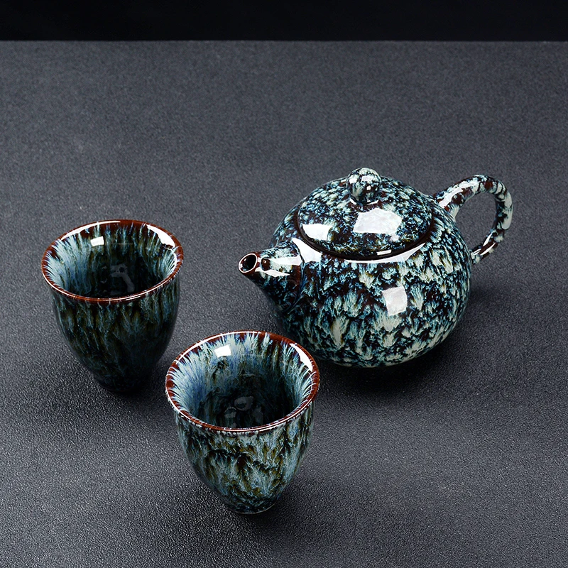 

Ceramic Express Cup, One Pot, Two Cups, Two Persons Simple Kiln, Variable Celestial Glaze Portable Package