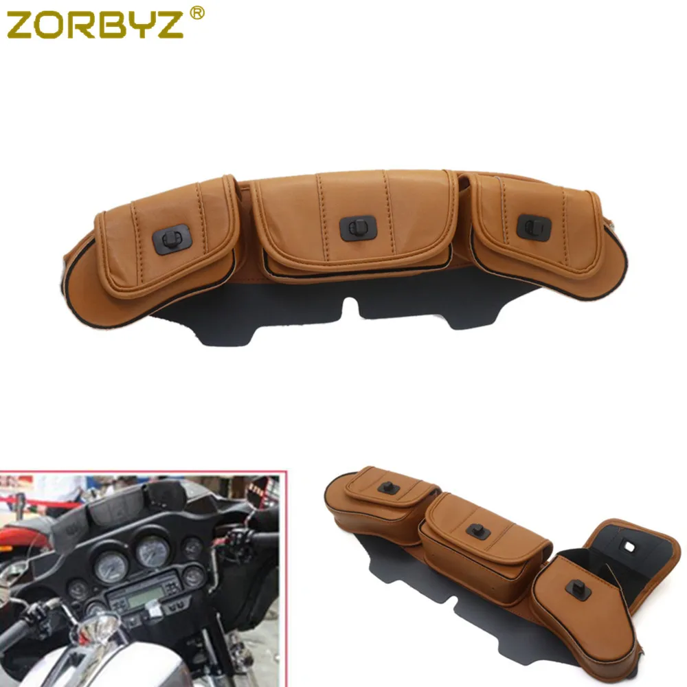 

ZORBYZ 3-Pocket Windshield Batwing Fairing Pouch Bag For Harley Touring FLHT FLHTC FLHX 1996-2013