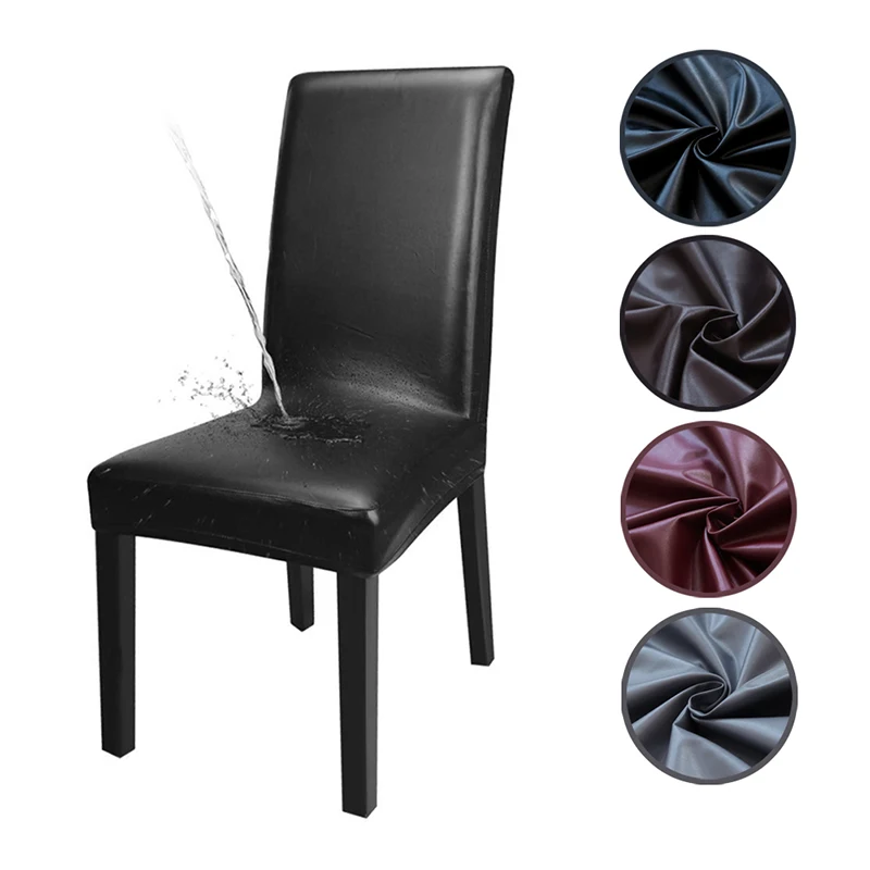 

Lellen PU fabric pure color chair cover waterproof oil-proof Dining seat Chair Covers Hotel Banquet Seat Covers Chair Protector
