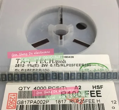 100 шт./лот 2512 SMD резистор 1 Вт 1% 0.1R R100 0 Ом чиповый новый | Электронные компоненты и