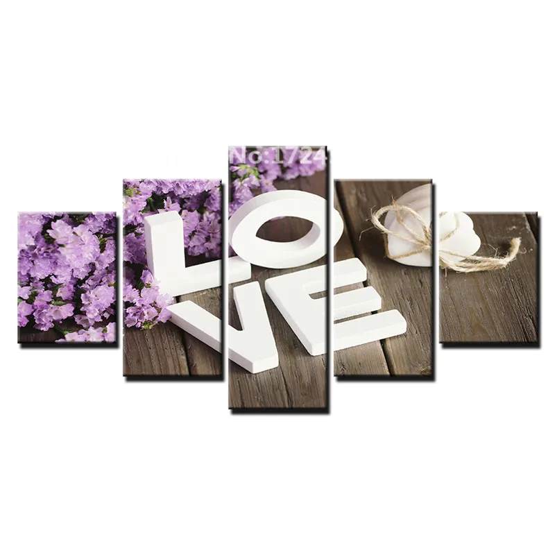Modular-Pictures-Living-Room-Wall-Art-5-Piece-Purple-Hyacinth-Flower-Paintings-Home-Decor-Canvas-HD (3)