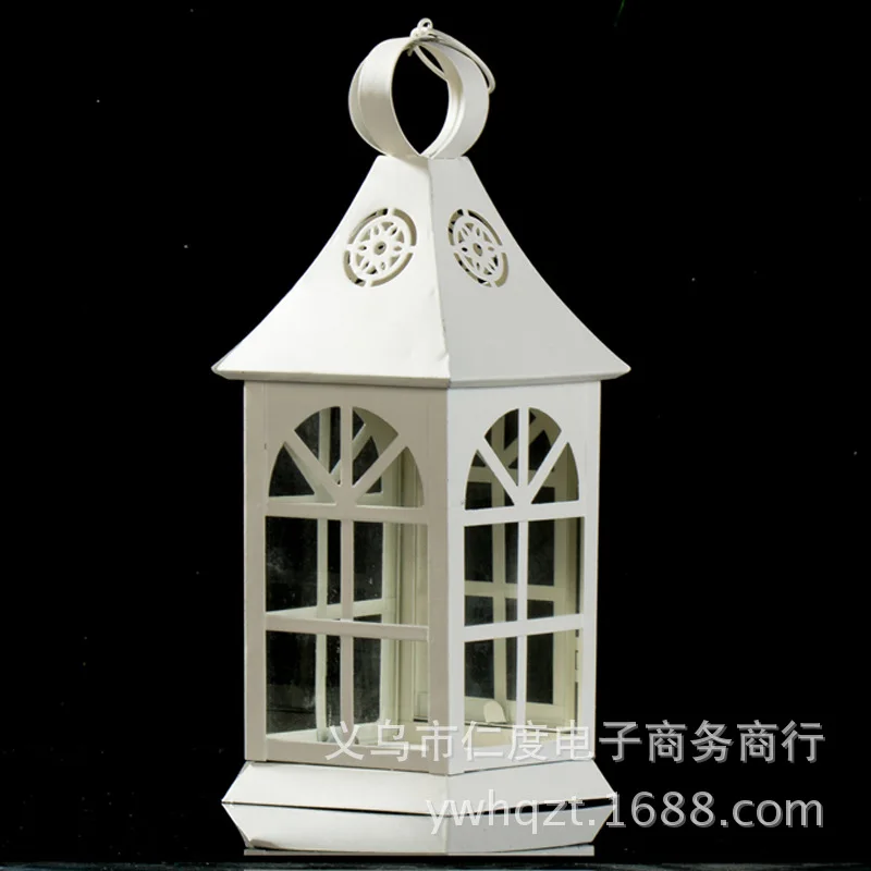 C Iron glass candlestick candlestick wedding lantern creative home accessories model room Decoration