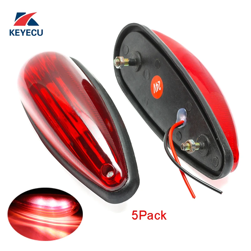 

KEYECU Amber/Red Optional Teardrop Cab Clearence Marker Roof Light Trailer Truck RV Pickupt-5 Pack 24V