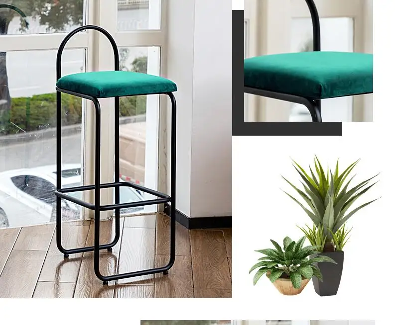 Nordic bar stool modern minimalist light luxury high stool chair metal wrought iron home creative personality bar chair