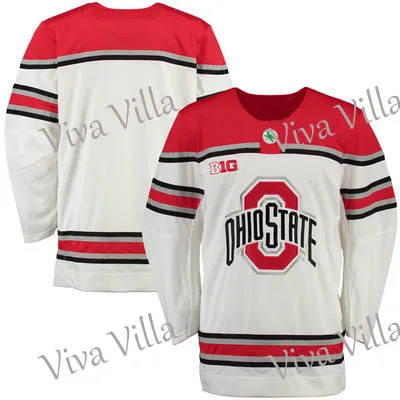 

Throwback Hockey Jersey Dhiostate Ohio State Buckeyes University Mens Custom any Number and name Hockey Jersey White S-6XL