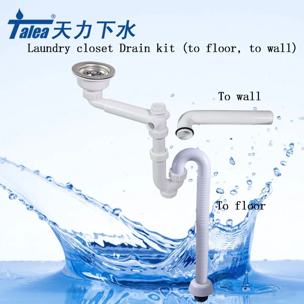 Talea Laundry closet Drain Kit Drain Set with Drain Pipes can into the