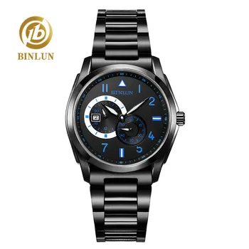 

BINLUN Men's Watches Three Dials Luxury Automatic Watch Military Blue Luminous Dial 5 ATM Waterproof Scratch-proof Sport Watch
