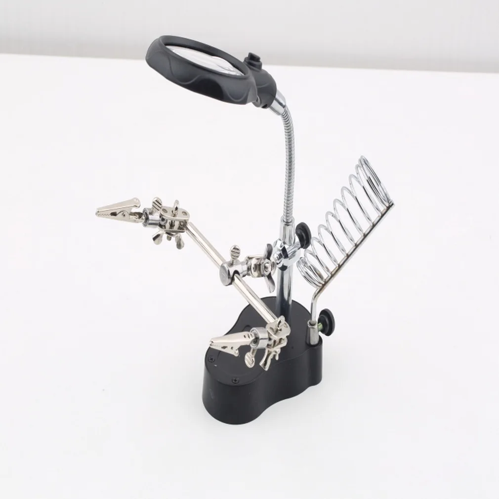 

3.5x12X 3rd Helping Hand Clip LED Magnifying Soldering Iron Stand Len Magnifier