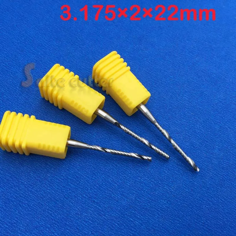 

3pcs HQ AAA 3.175*2*22MM Single Flute Bit Carbide End Mill Set, CNC Router End Mills Wood Cutter Milling,Acrylic Cutting Bits