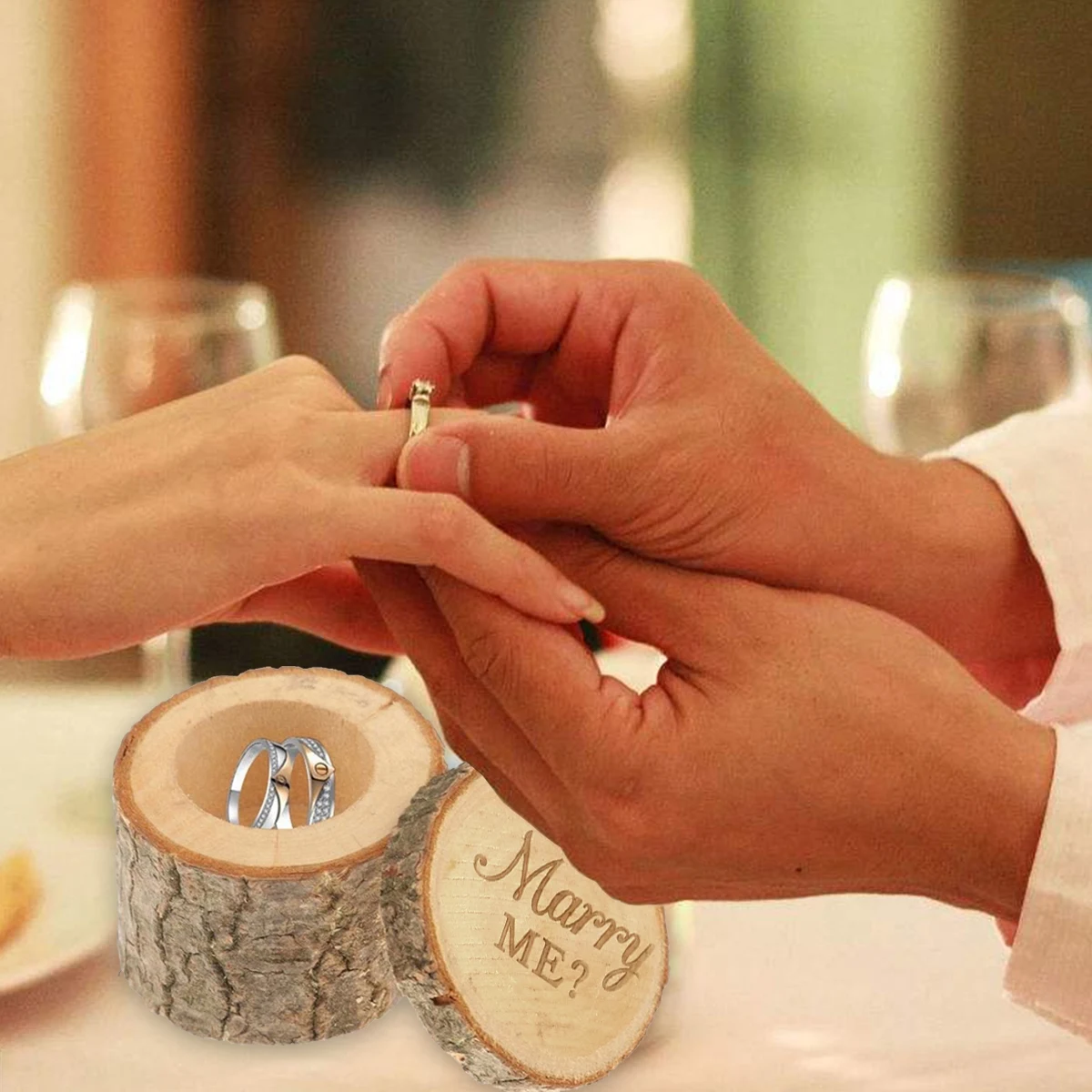 

Wooden Printed Marry ME Rustic Wedding Box Engagement Ring Box Wedding Keepsake Wedding Valentines Wooden Ring Bearer Box