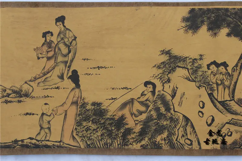 Китайская древняя картина шелковая бумага рисунок по фигуре из прокрутки|painting