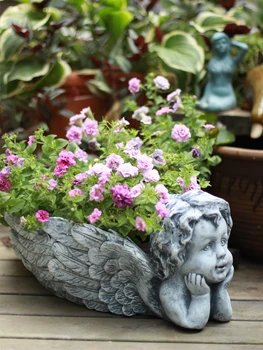 

creative angel flowers vase vintage garden angel flower pot statue home decor crafts room decoration objects large floor vases