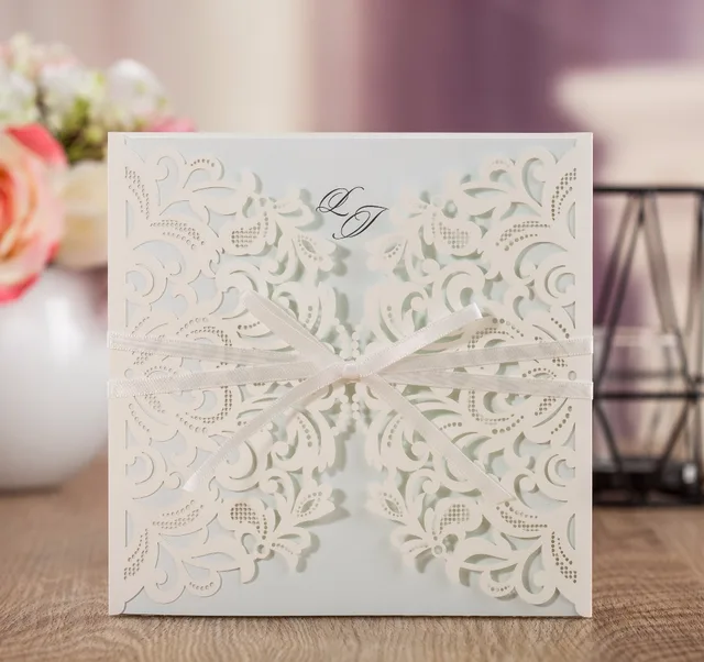 wishmade luxury lace laser cutting invitation cards wedding with