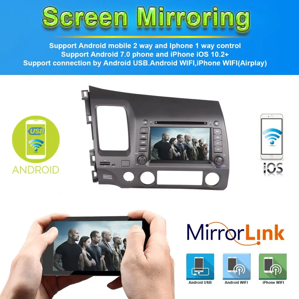 Cheap 4GB RAM Android 8.0 Octa Core Car GPS Navigation For Honda Civic Left Hand Driving 2006-2011 DVD Multimedia Player WIFI 3G 7