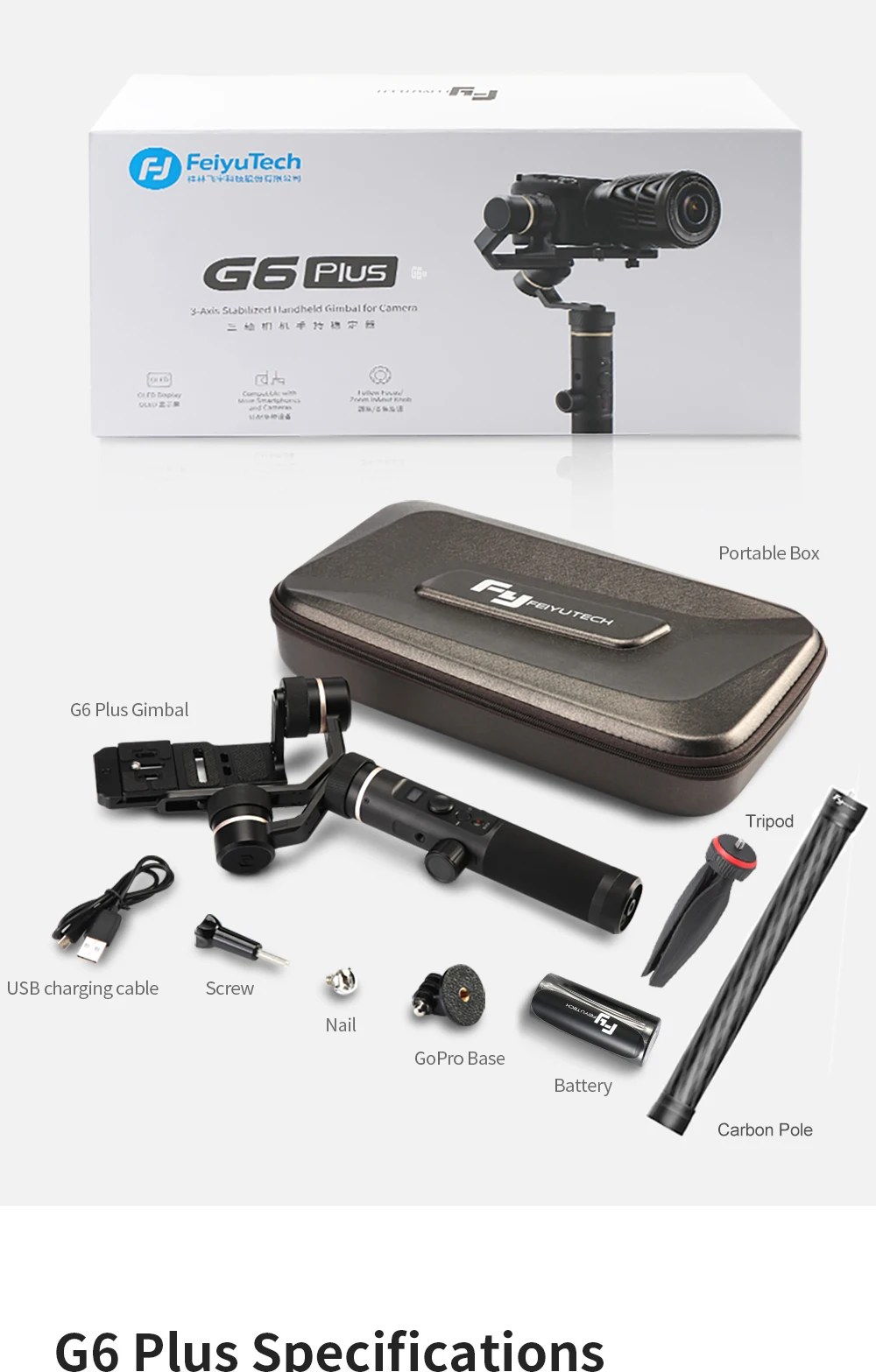 FeiyuTech G6 Plus 3-Axis ручка брызг гиростабилизатор Feiyu G6P Стабилизатор Для беззеркальных карман Камера GoPro Hero 5/6 смартфон